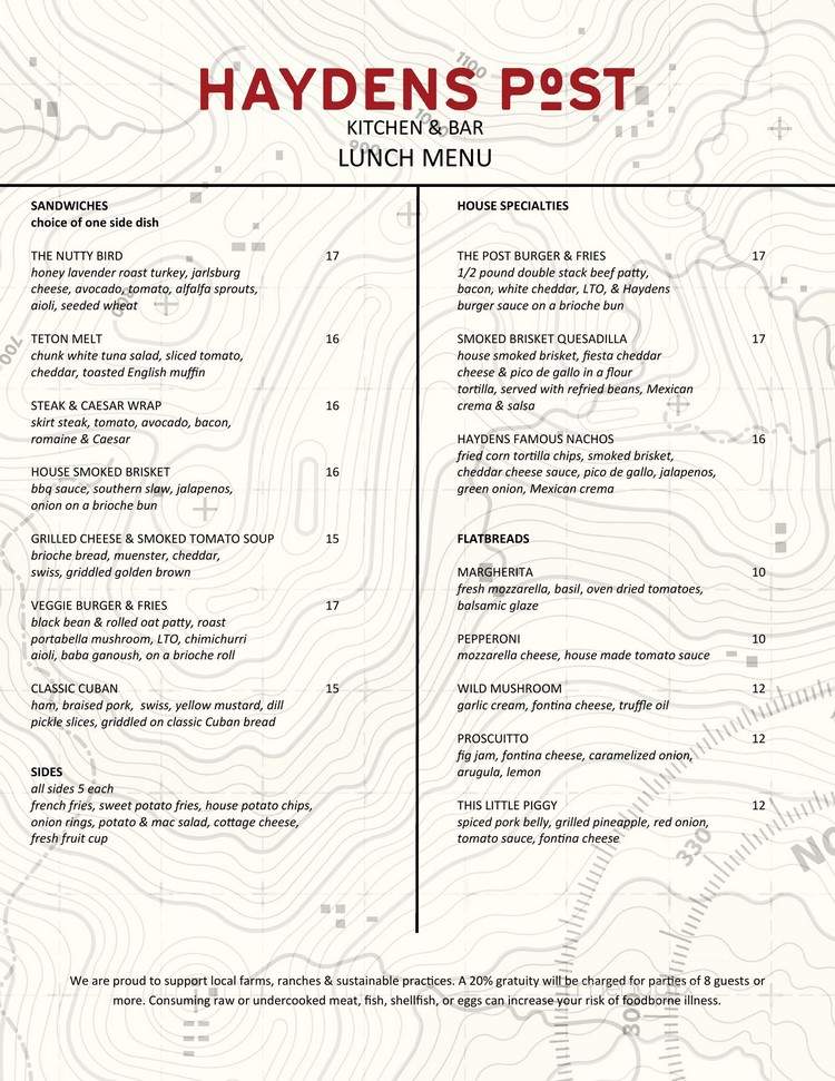 Haydens Post - Jackson, WY menu_pic