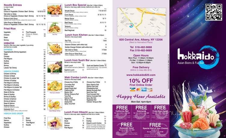 Hokkaido Asian Bistro - Saratoga Springs, NY menu_pic
