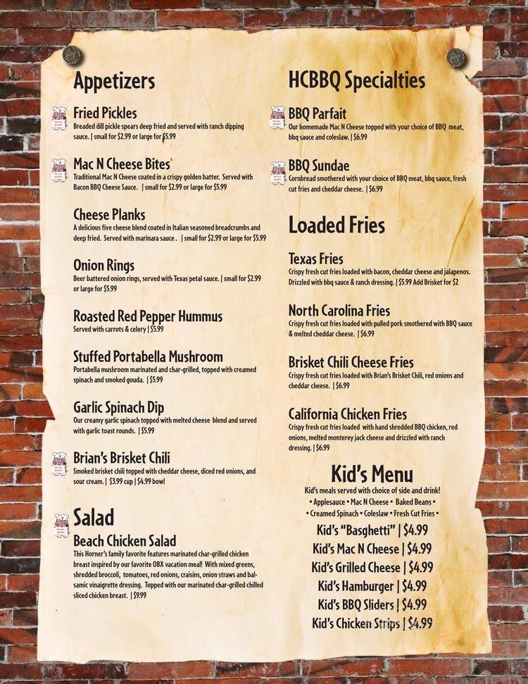 Horner's Corner BBQ - Carlisle, PA menu_pic