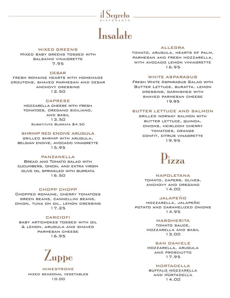 Il Segreto - Los Angeles, CA menu_pic