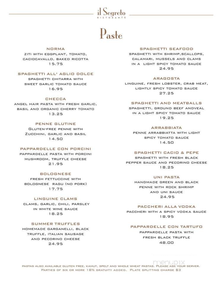 Il Segreto - Los Angeles, CA menu_pic