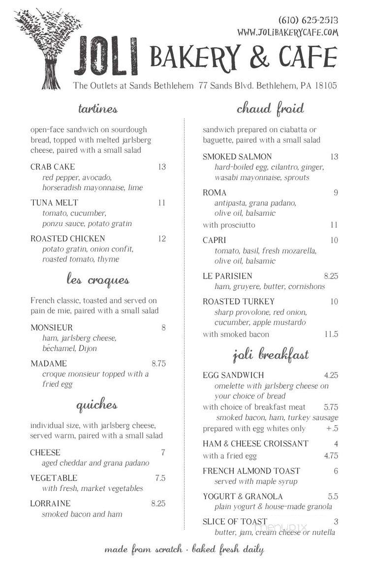 Joli Bakery and Cafe - Bethlehem, PA menu_pic