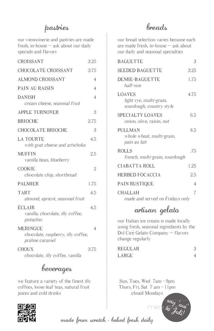 Joli Bakery and Cafe - Bethlehem, PA menu_pic