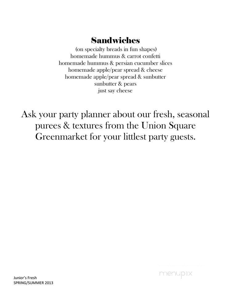 Junior's Fresh - New York, NY menu_pic