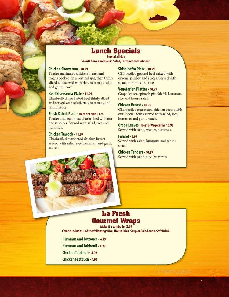 La Fresh Mediterranean Grill - Plymouth, MI menu_pic