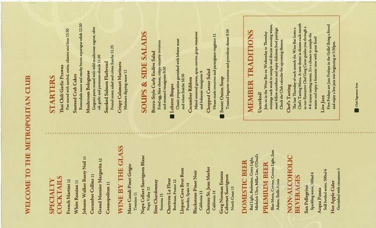 Metropolitan Club - Chicago, IL menu_pic