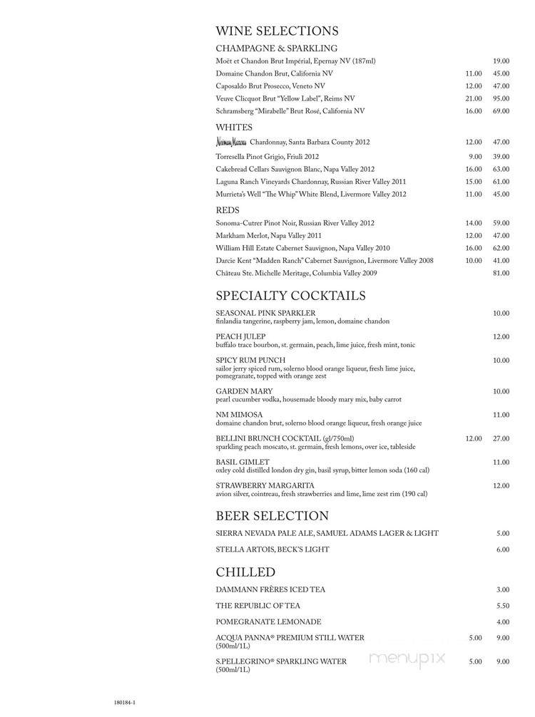 Online Menu of Neiman-Marcus Cafe, Walnut Creek, CA