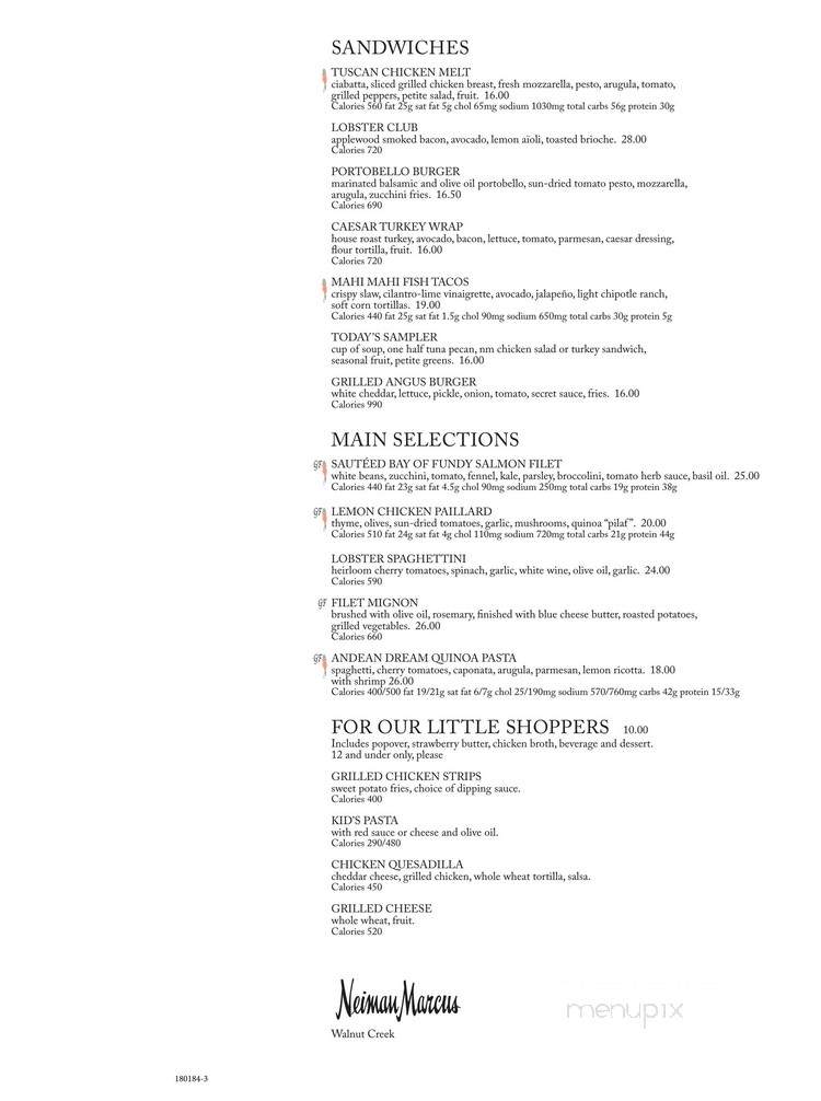 Neiman-Marcus Cafe - Walnut Creek, CA menu_pic