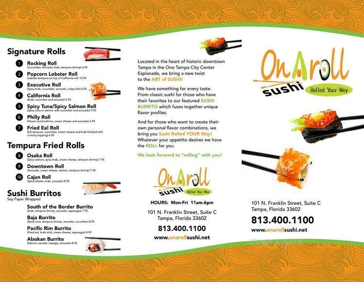 ONaRoll Sushi - Tampa, FL menu_pic