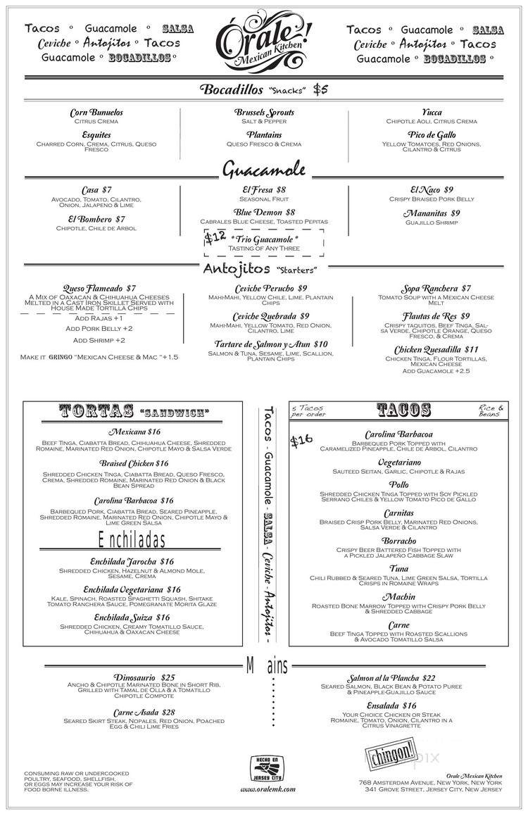 orale jersey city menu