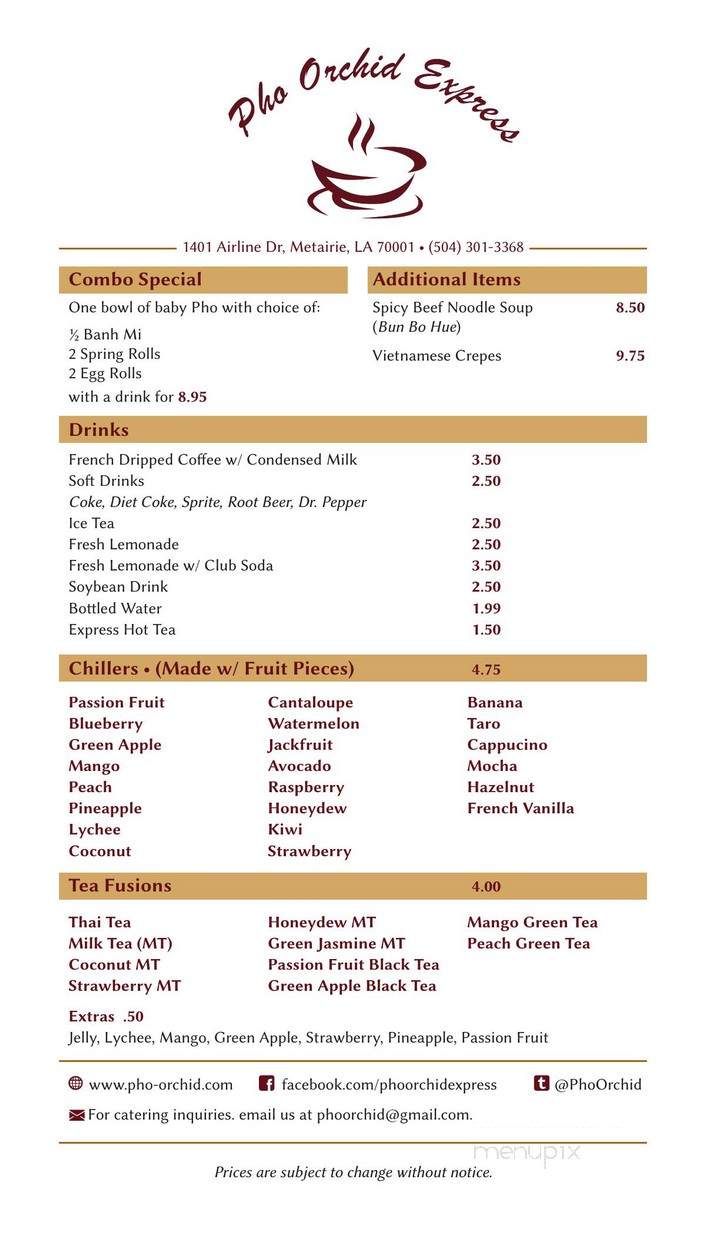 Pho Orchid Express - Metairie, LA menu_pic