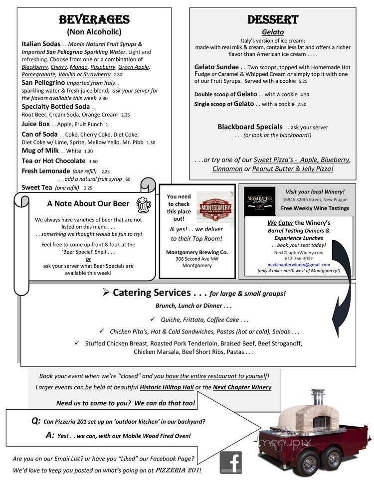 Pizzeria 201 - Montgomery, MN menu_pic