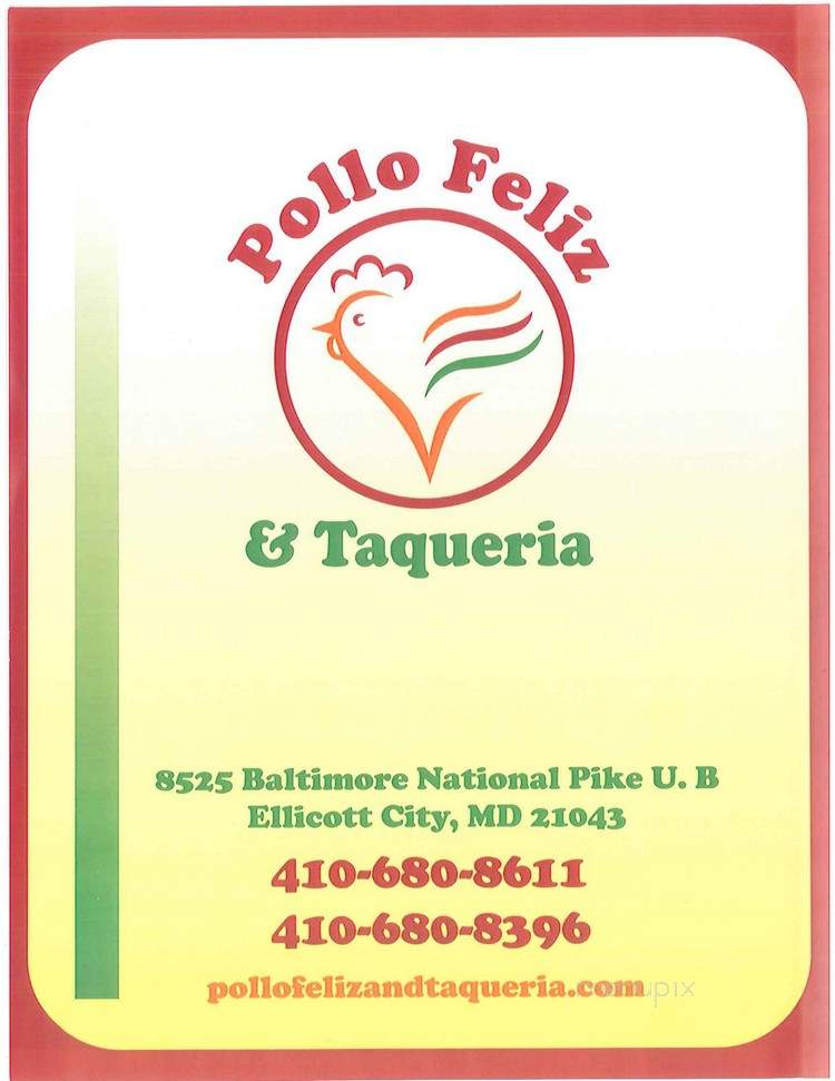 Pollo Feliz Y Taqueria - Ellicott City, MD menu_pic