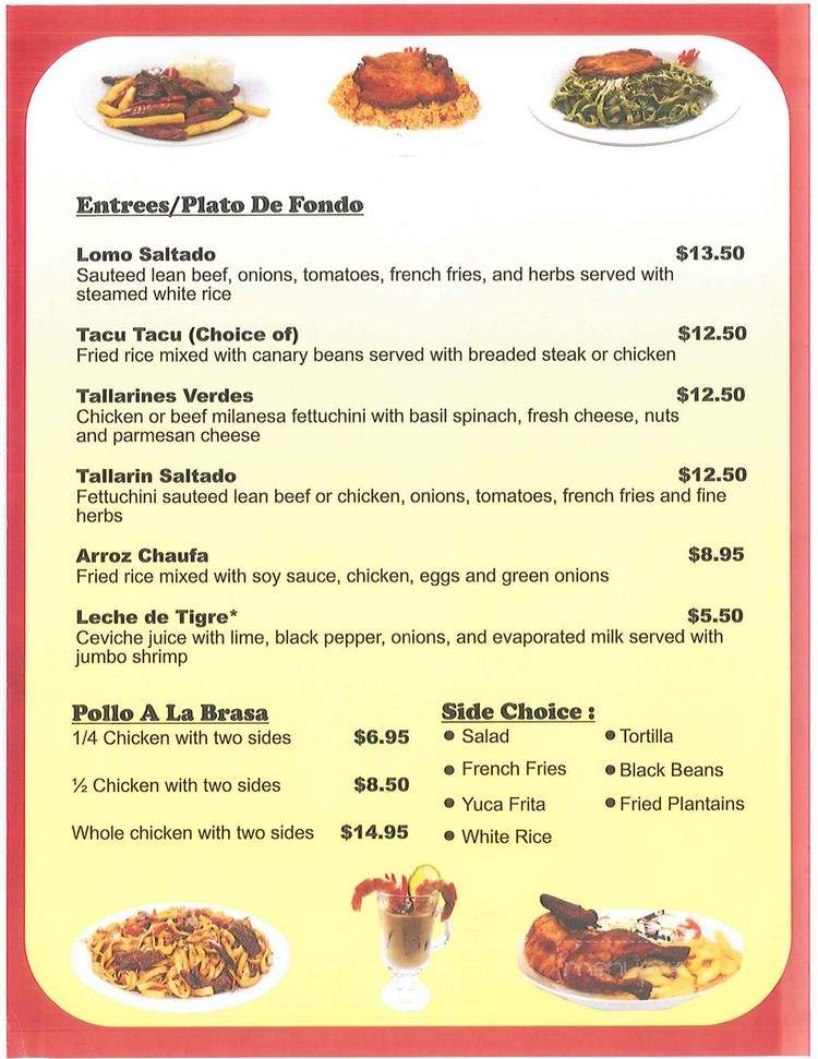 Pollo Feliz Y Taqueria - Ellicott City, MD menu_pic