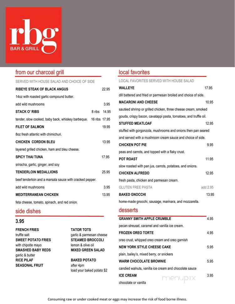 Rbg Bar & Grill - Menomonee Falls, WI menu_pic