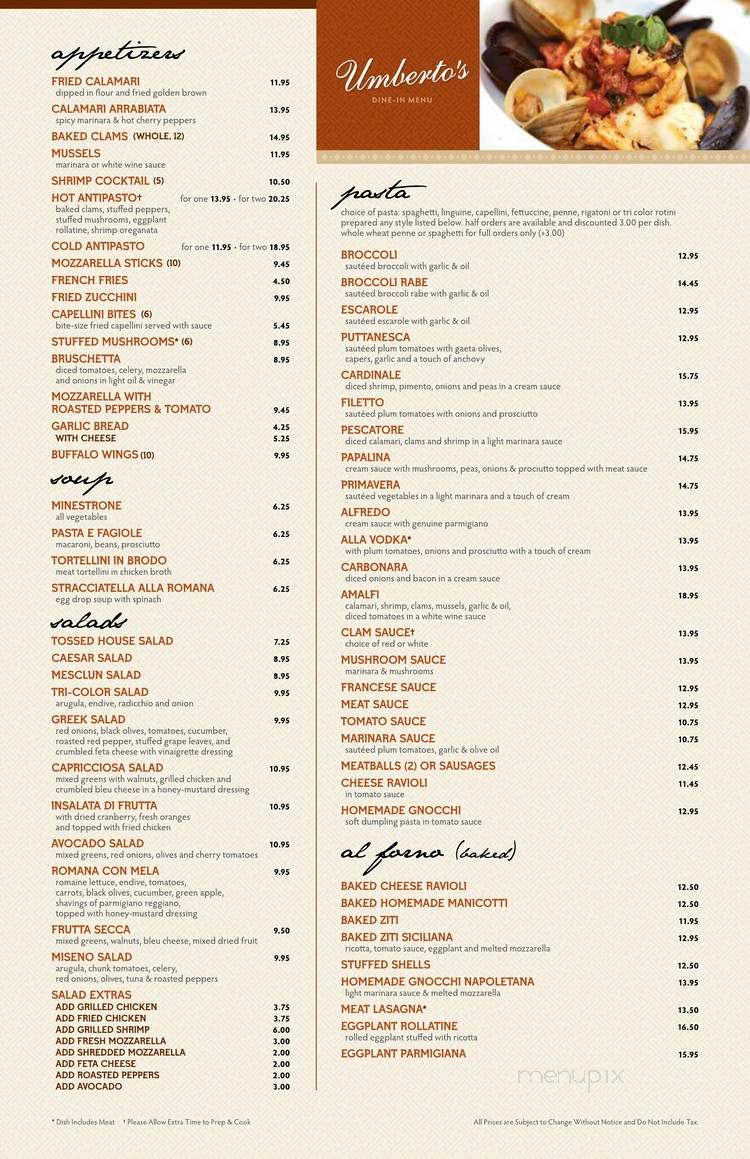 Umberto's of New Hyde Park Restaurant & Pizzeria Park - Wantagh, NY menu_pic