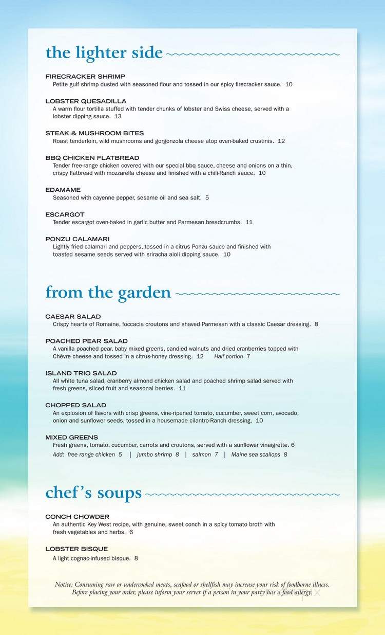 Sandpiper's Cove Restaurant & Bar - North Palm Beach, FL menu_pic