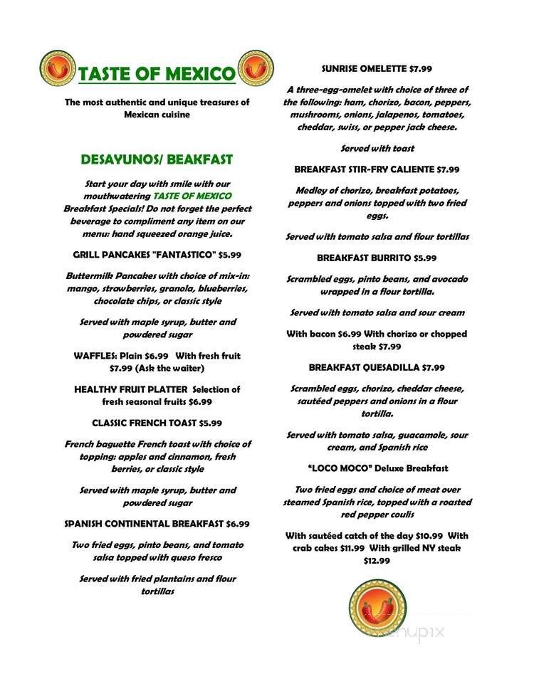 Taste of Mexico - Princeton, NJ menu_pic