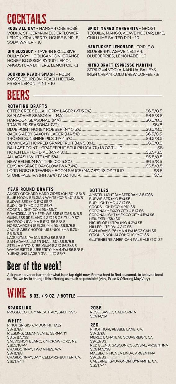 Tavern in the Square - Boston, MA menu_pic