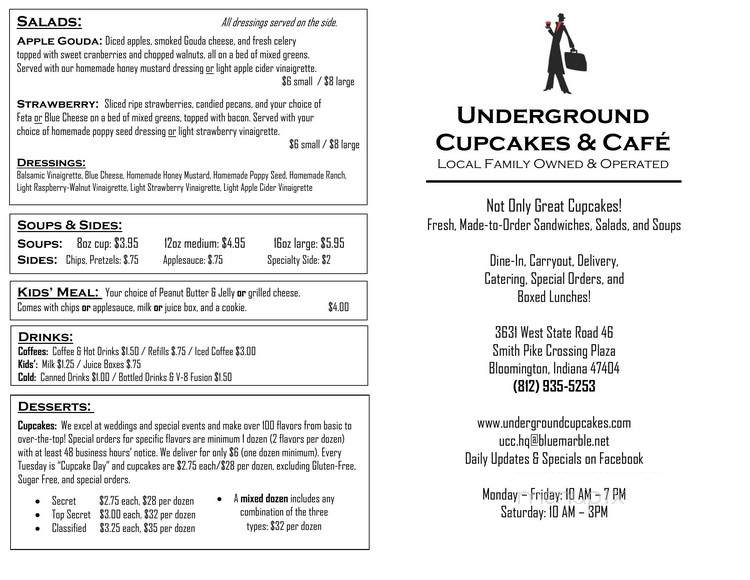 The Underground Cupcake Co & Cafe - Bloomington, IN menu_pic
