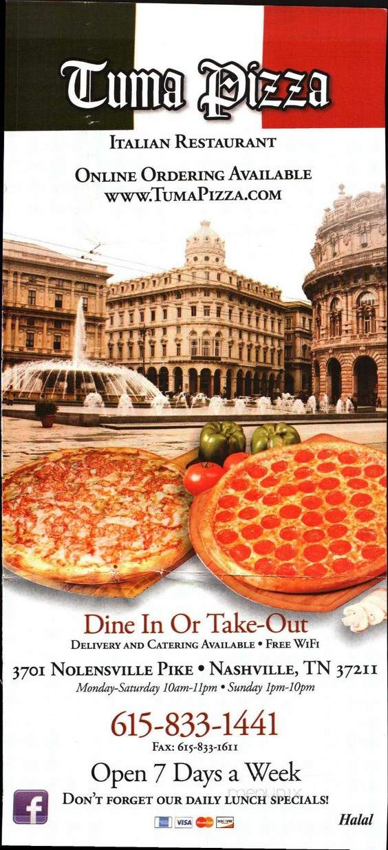 Tuma Pizza - Nashville, TN menu_pic