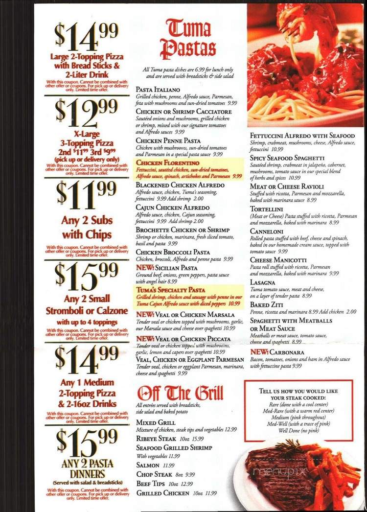 Tuma Pizza - Nashville, TN menu_pic