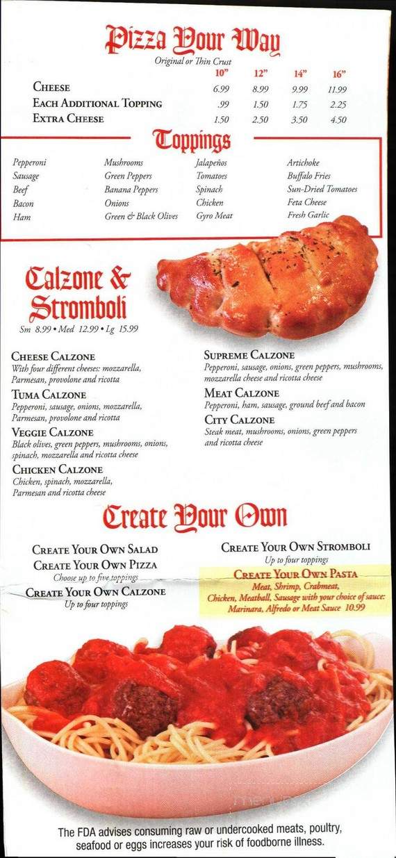 Tuma Pizza - Nashville, TN menu_pic