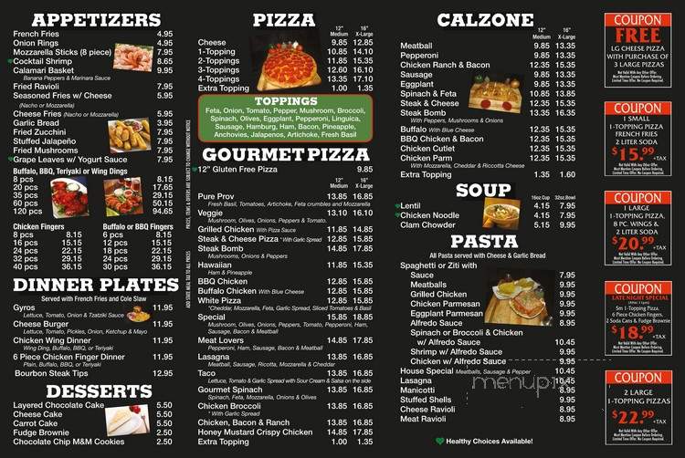 Vasilios menu on sale