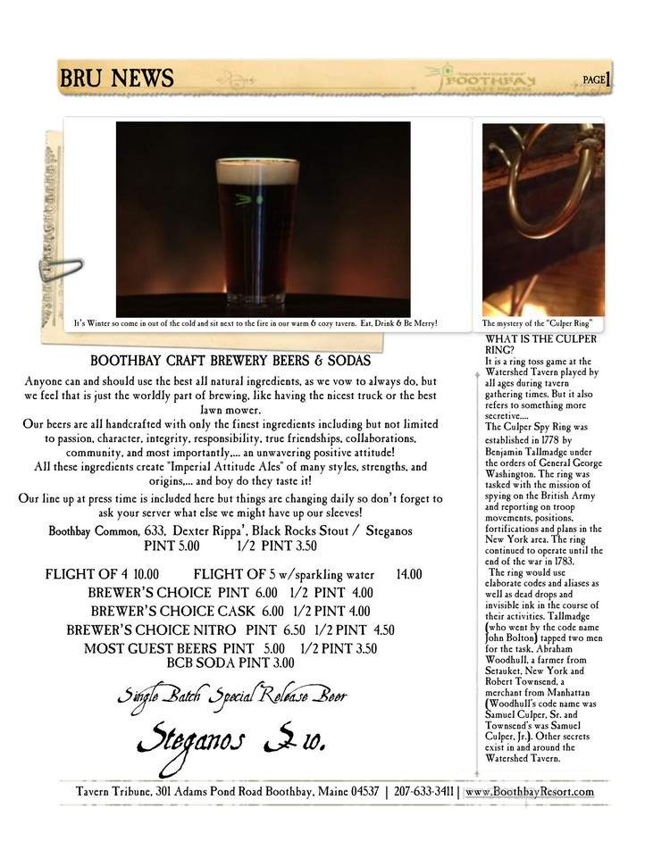 Watershed Tavern - Boothbay, ME menu_pic