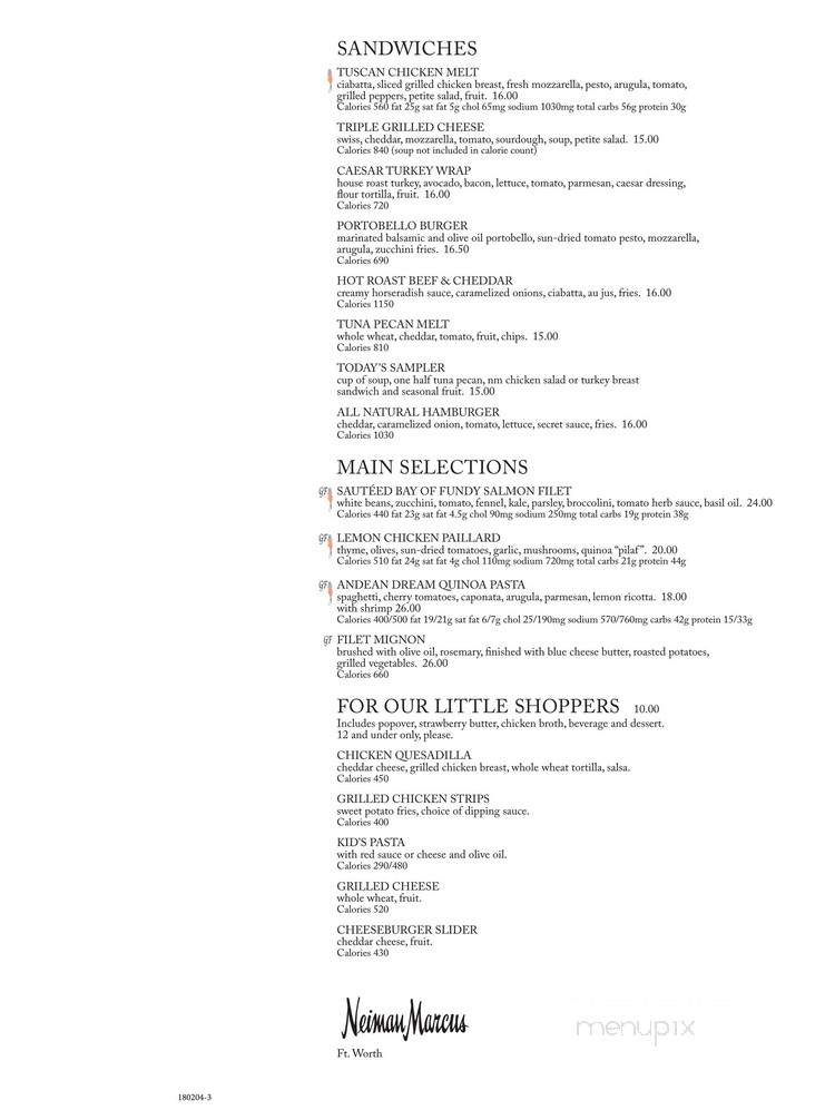 Zodiac at Neiman Marcus - Fort Worth - Fort Worth, TX menu_pic