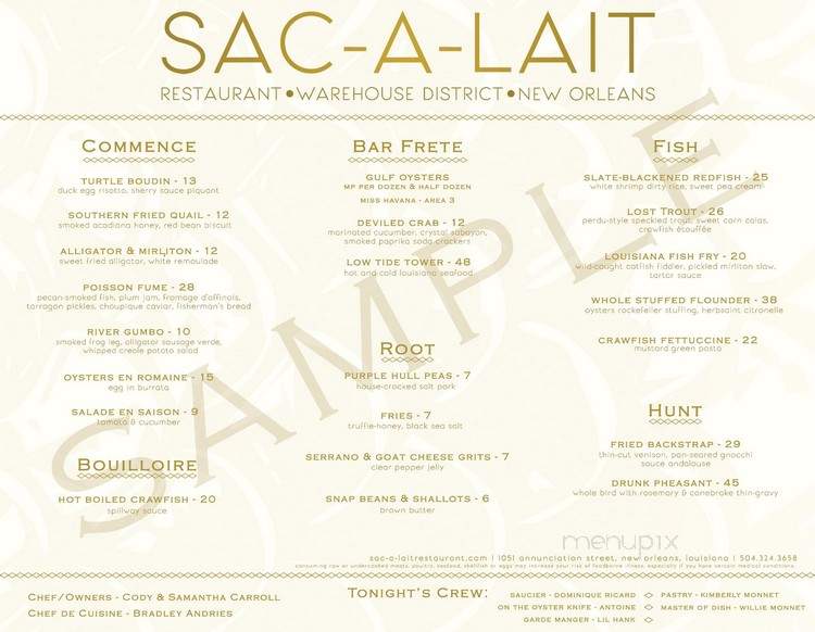Sac-a-Lait - New Orleans, LA menu_pic