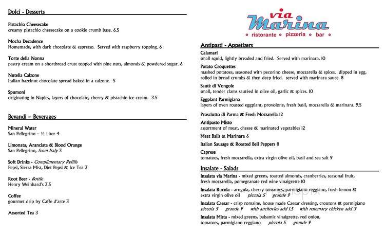 Via Marina - Des Moines, WA menu_pic