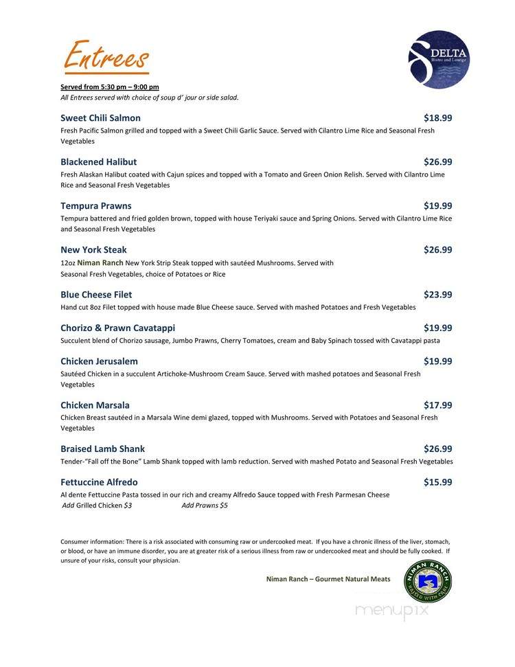 Delta Bistro and Lounge - Stockton, CA menu_pic
