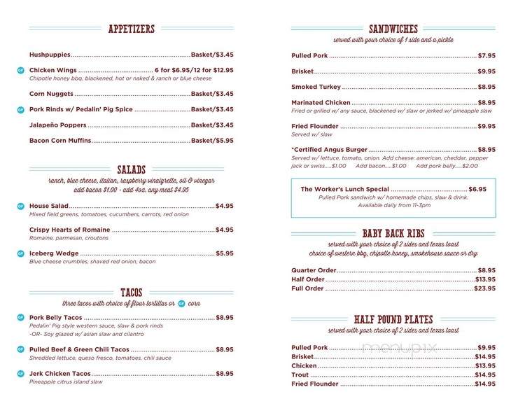 Pedalin' Pig - Banner Elk, NC menu_pic