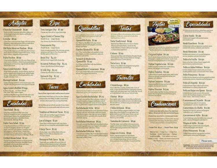 Agua Linda Taqueria - Athens, GA menu_pic