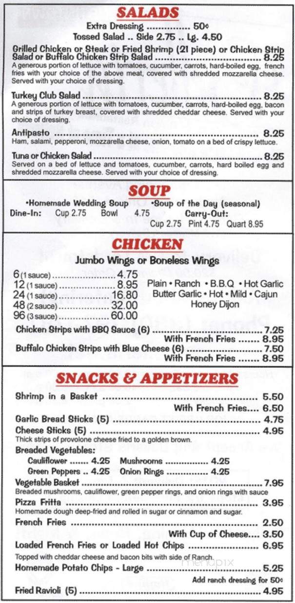 Belleria Pizza & Italian Restaurant and Bar - New Middletown, OH menu_pic