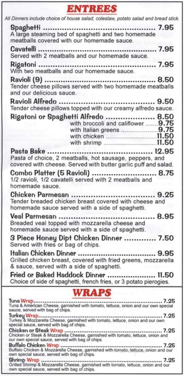 Belleria Pizza & Italian Restaurant and Bar - New Middletown, OH menu_pic