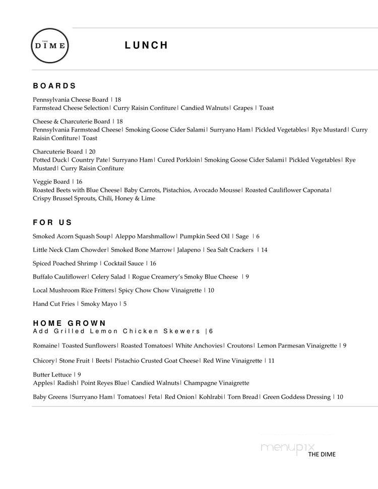 The Dime - Allentown, PA menu_pic