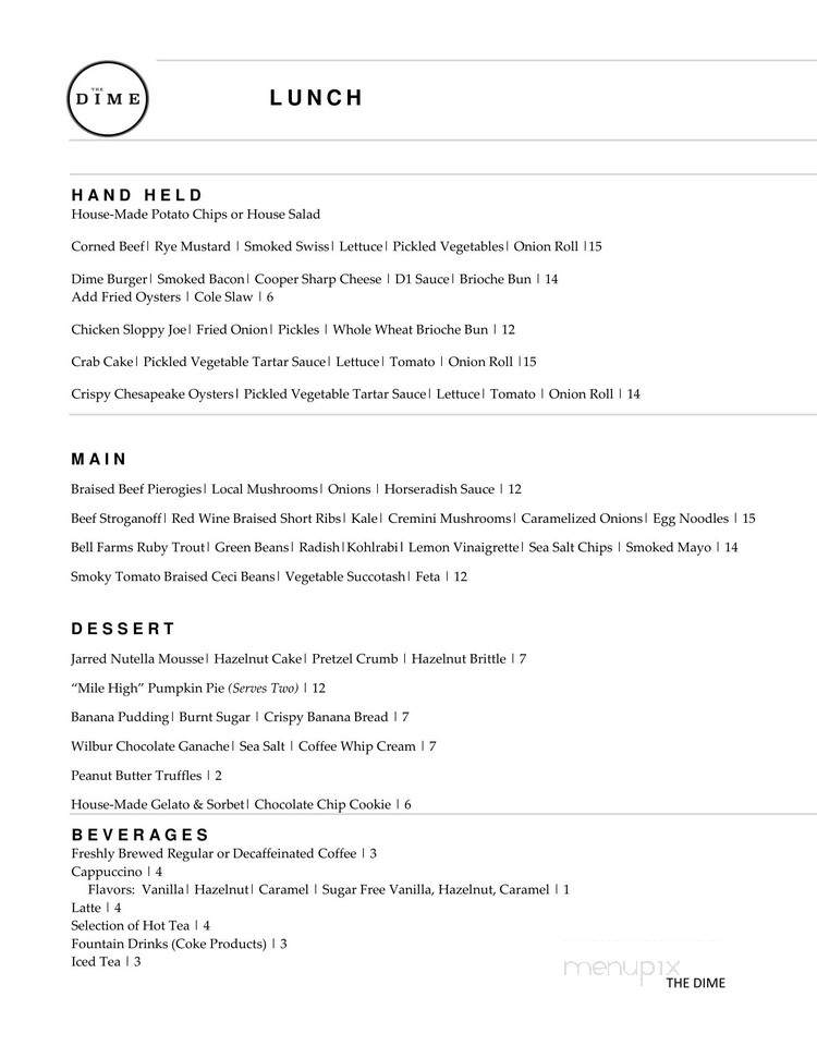 The Dime - Allentown, PA menu_pic