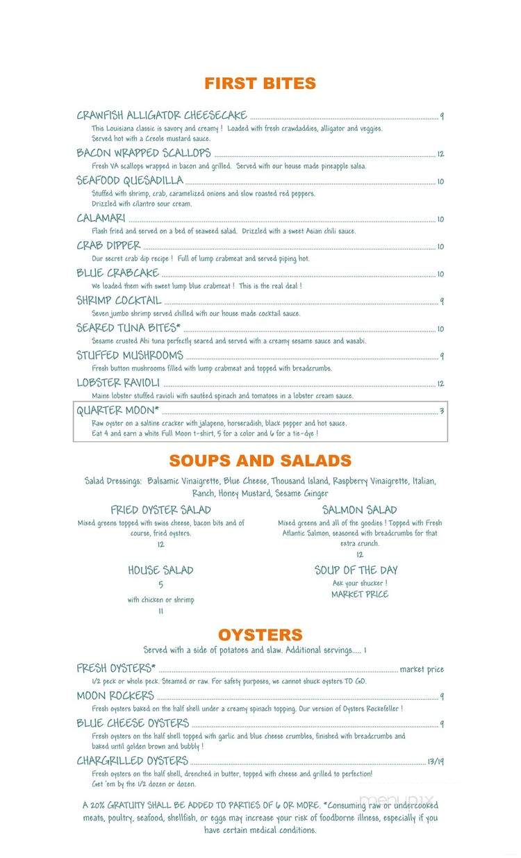 Full Moon Oyster Bar and Seafood Kitchen - Jamestown, NC menu_pic