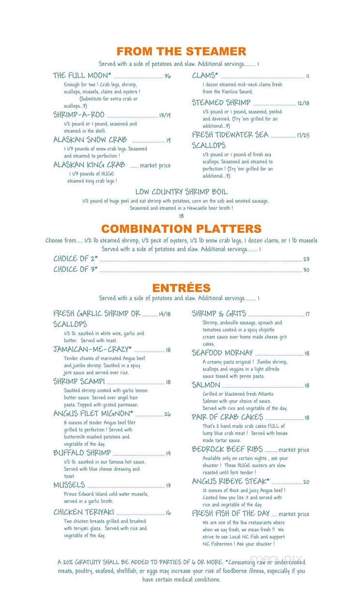 Full Moon Oyster Bar and Seafood Kitchen - Jamestown, NC menu_pic