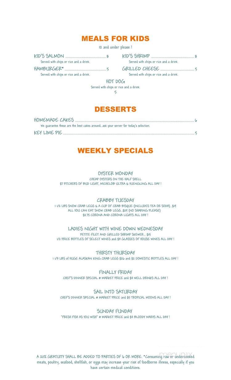 Menu of Full Moon Oyster Bar and Seafood Kitchen in Jamestown, NC 27282