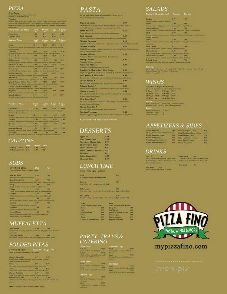 Pizza Fino - Houston, TX menu_pic
