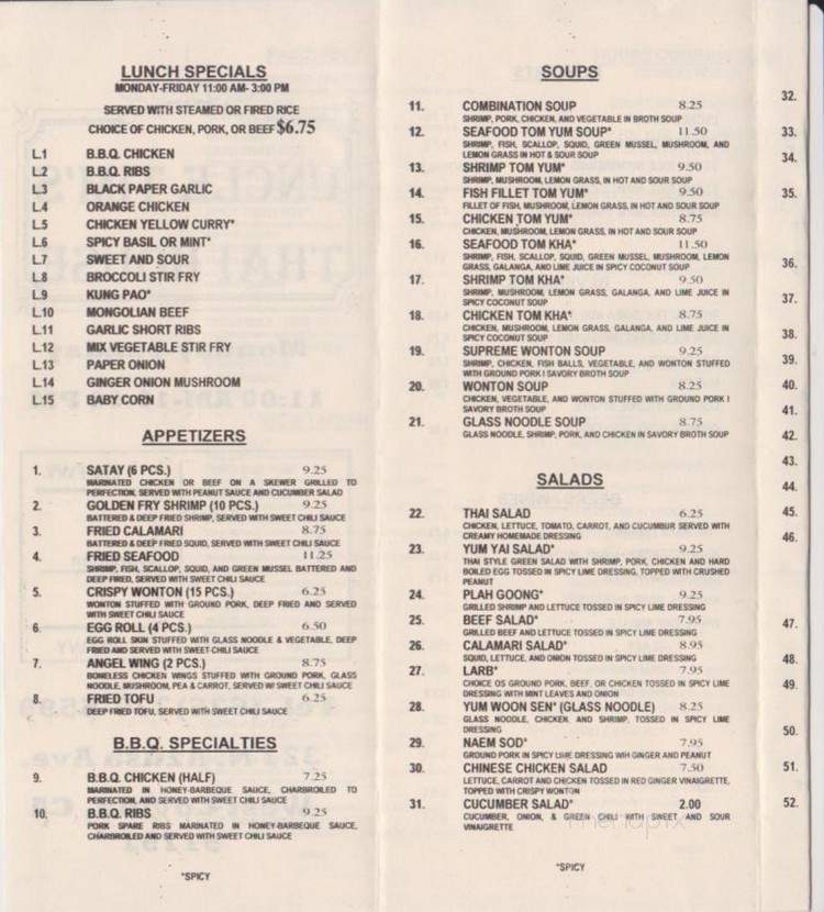 Uncle Tims Thai House - West Covina, CA menu_pic