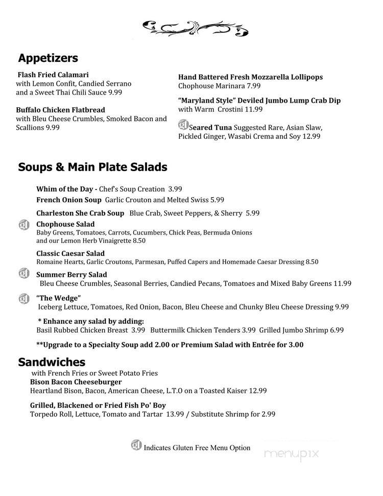 Chophouse at Laprade's on Lake Burton - Clarkesville, GA menu_pic