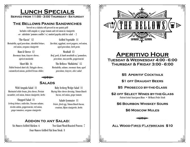 The Bellows - San Marcos, CA menu_pic
