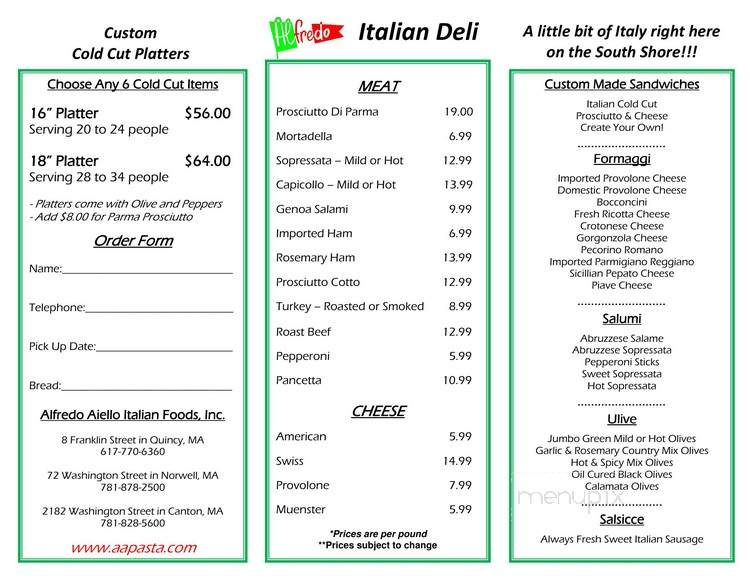 Alfredo Aiello Italian Food - Canton, MA