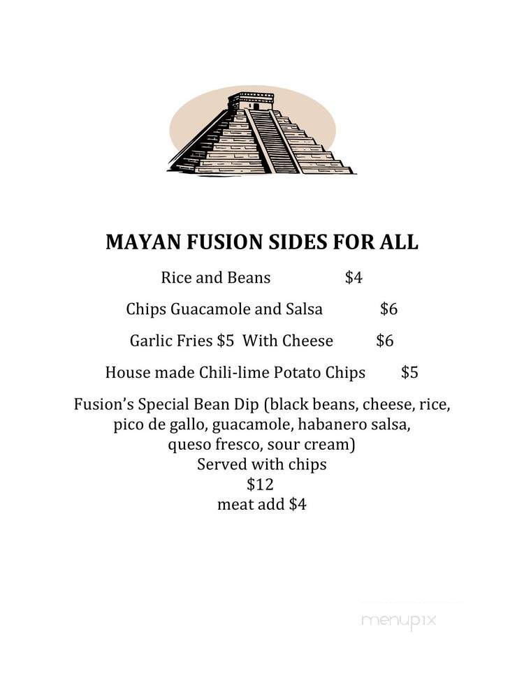 Mayan Fusion - Fort Bragg, CA menu_pic