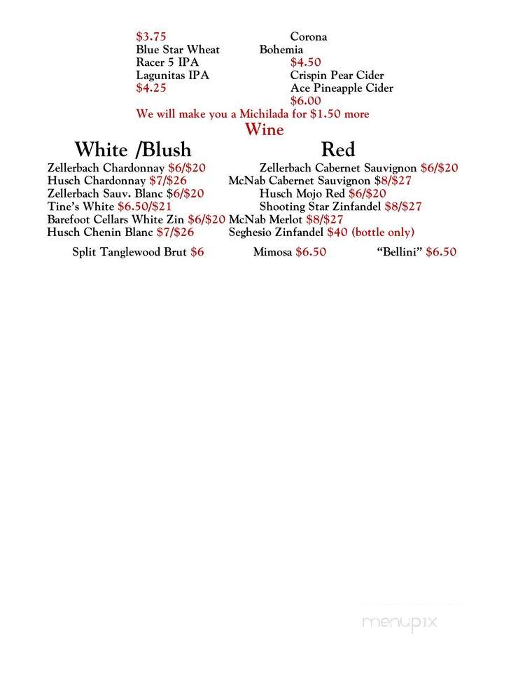 Mayan Fusion - Fort Bragg, CA menu_pic