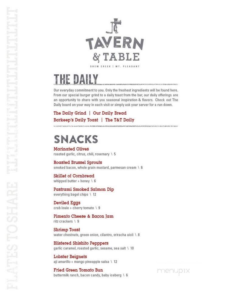 Tavern & Table - Mount Pleasant, SC menu_pic